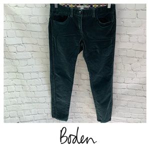 Boden Green Velvet Tuxedo Piped Pants
